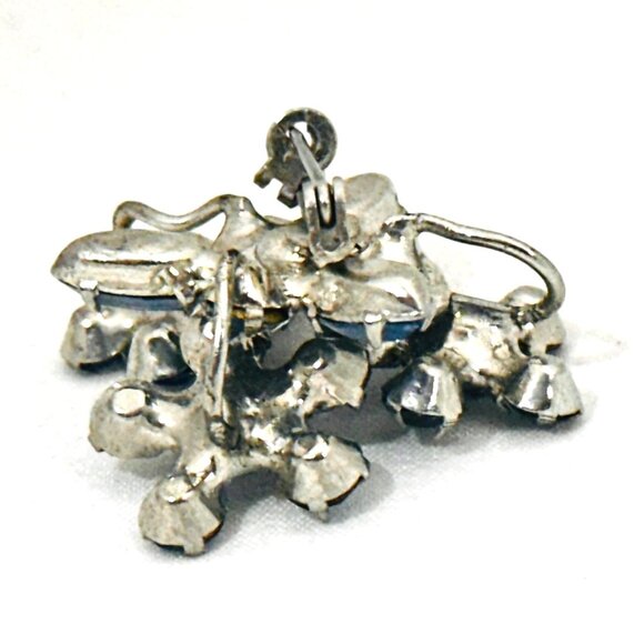 Vintage Silver-Tone Blue Layered Rhinestone Cluster Brooch/Pin - Picture 6 of 8